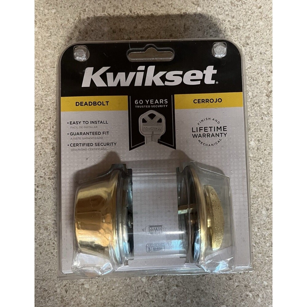 Kwikset 660 Single Cylinder Keyed Deadbolt Polished Brass Gold 2-1/8"